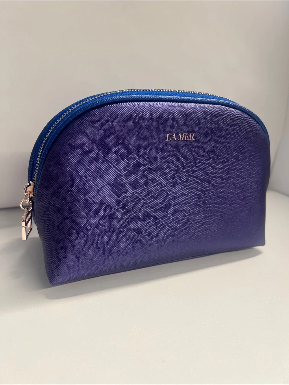 LaMer Purple Crosshatch Vegan Leather Zip Around Pouch Clutch - New